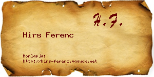 Hirs Ferenc névjegykártya