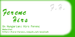 ferenc hirs business card